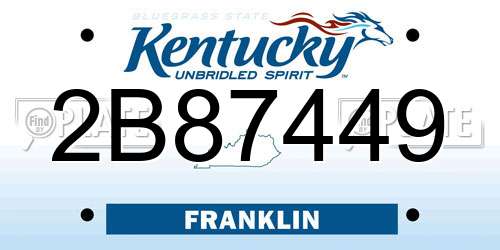 2B87449 Kentucky License Plate