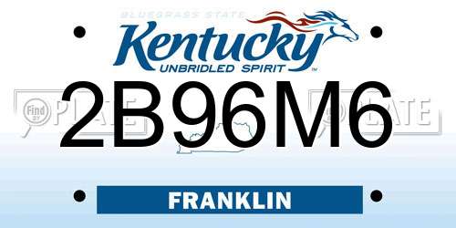 2B96M6 Kentucky License Plate