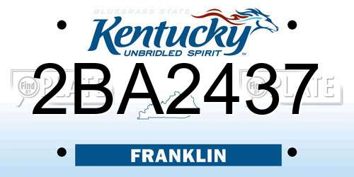 2BA2437 Kentucky License Plate