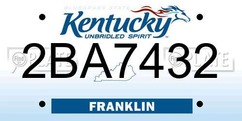 2BA7432 Kentucky License Plate