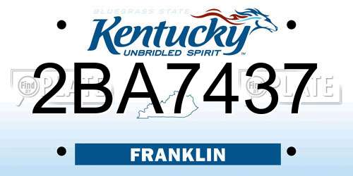 2BA7437 Kentucky License Plate