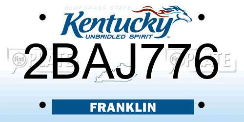 2BAJ776 Kentucky License Plate