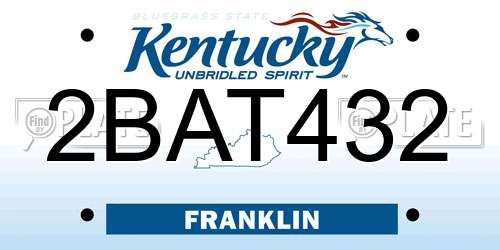 2BAT432 Kentucky License Plate