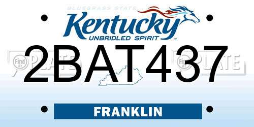 2BAT437 Kentucky License Plate