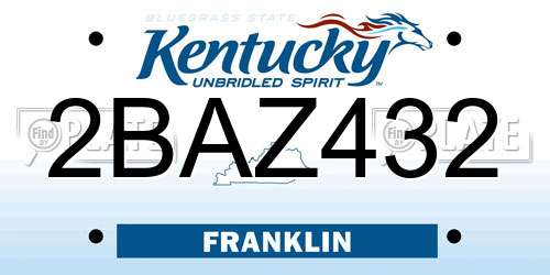 2BAZ432 Kentucky License Plate
