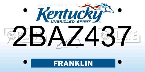 2BAZ437 Kentucky License Plate