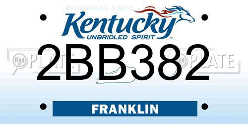2BB382 Kentucky License Plate
