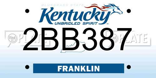 2BB387 Kentucky License Plate