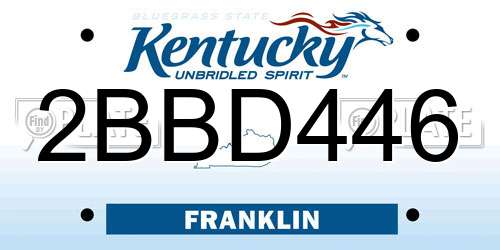2BBD446 Kentucky License Plate