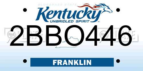 2BBO446 Kentucky License Plate