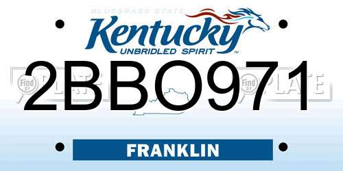 2BBO971 Kentucky License Plate