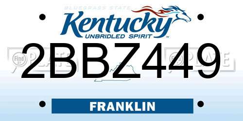 2BBZ449 Kentucky License Plate