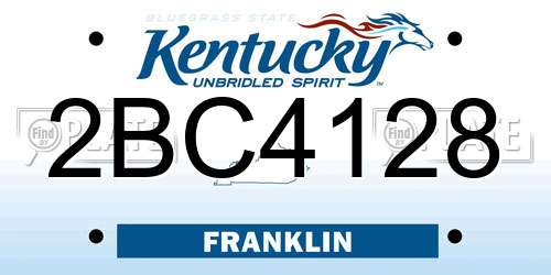 2BC4128 Kentucky License Plate