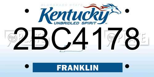 2BC4178 Kentucky License Plate