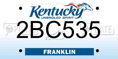 2BC535 Kentucky License Plate
