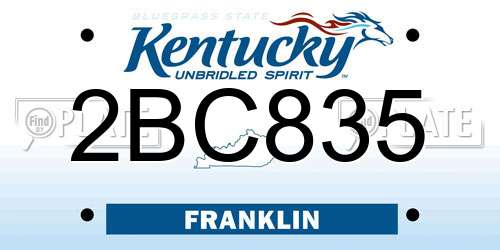 2BC835 Kentucky License Plate