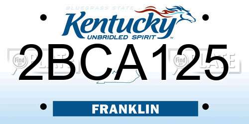 2BCA125 Kentucky License Plate