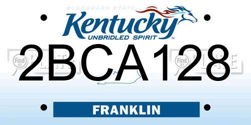 2BCA128 Kentucky License Plate
