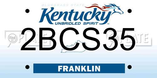 2BCS35 Kentucky License Plate