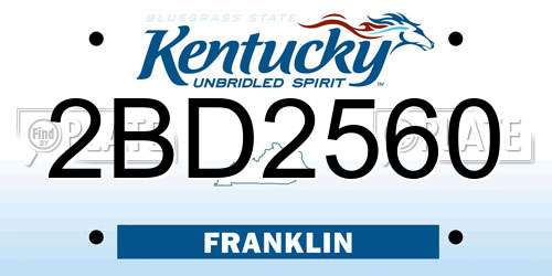 2BD2560 Kentucky License Plate