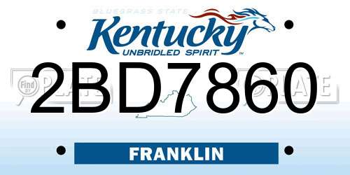 2BD7860 Kentucky License Plate