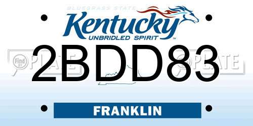 2BDD83 Kentucky License Plate