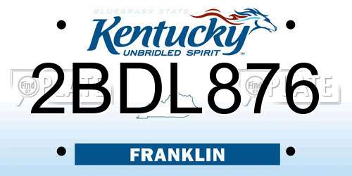 2BDL876 Kentucky License Plate