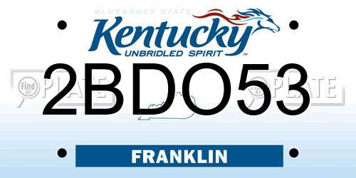 2BDO53 Kentucky License Plate
