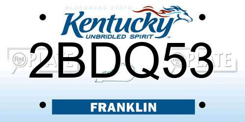 2BDQ53 Kentucky License Plate