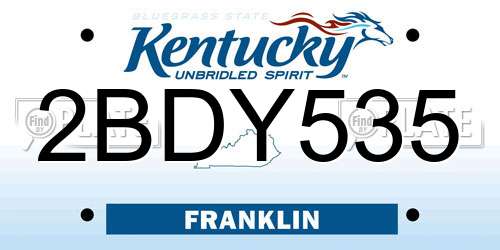 2BDY535 Kentucky License Plate