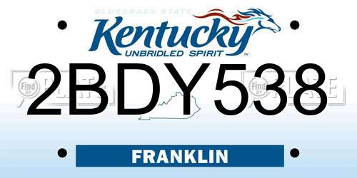 2BDY538 Kentucky License Plate