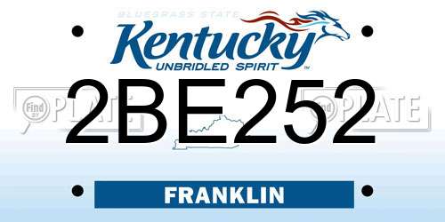 2BE252 Kentucky License Plate