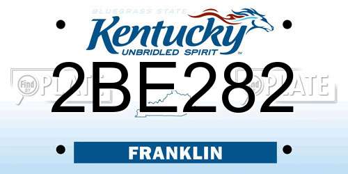 2BE282 Kentucky License Plate