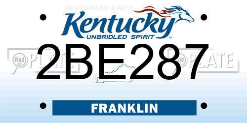 2BE287 Kentucky License Plate