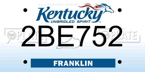 2BE752 Kentucky License Plate
