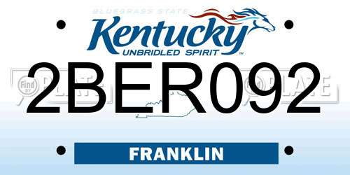 2BER092 Kentucky License Plate