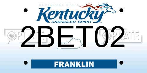2BET02 Kentucky License Plate