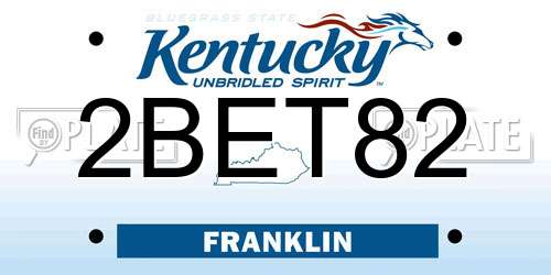 2BET82 Kentucky License Plate