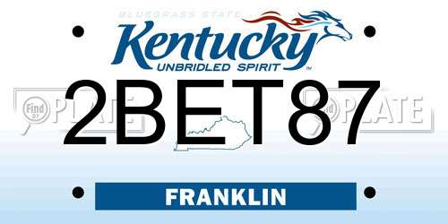2BET87 Kentucky License Plate