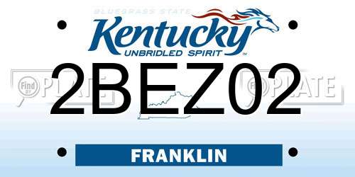 2BEZ02 Kentucky License Plate