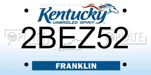2BEZ52 Kentucky License Plate