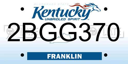 2BGG370 Kentucky License Plate