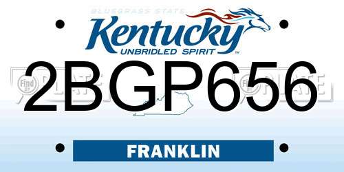 2BGP656 Kentucky License Plate