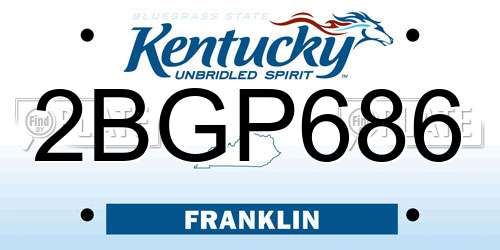 2BGP686 Kentucky License Plate