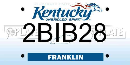 2BIB28 Kentucky License Plate