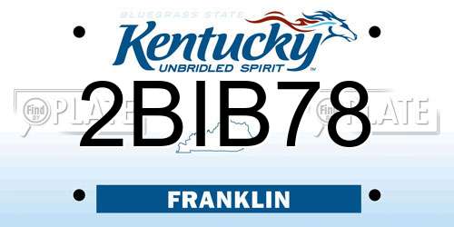 2BIB78 Kentucky License Plate