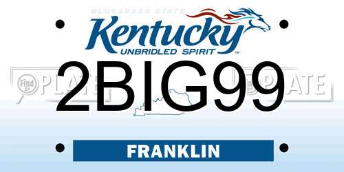2BIG99 Kentucky License Plate