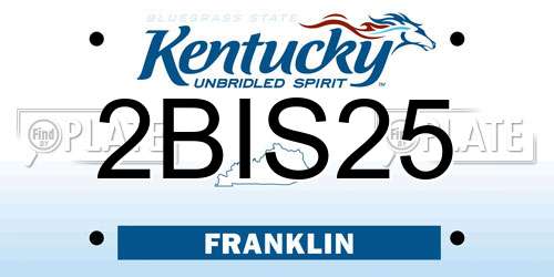 2BIS25 Kentucky License Plate