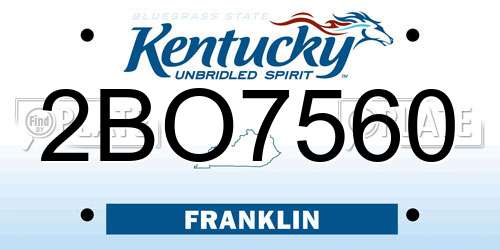 2BO7560 Kentucky License Plate