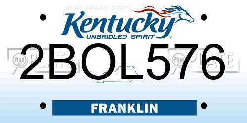 2BOL576 Kentucky License Plate